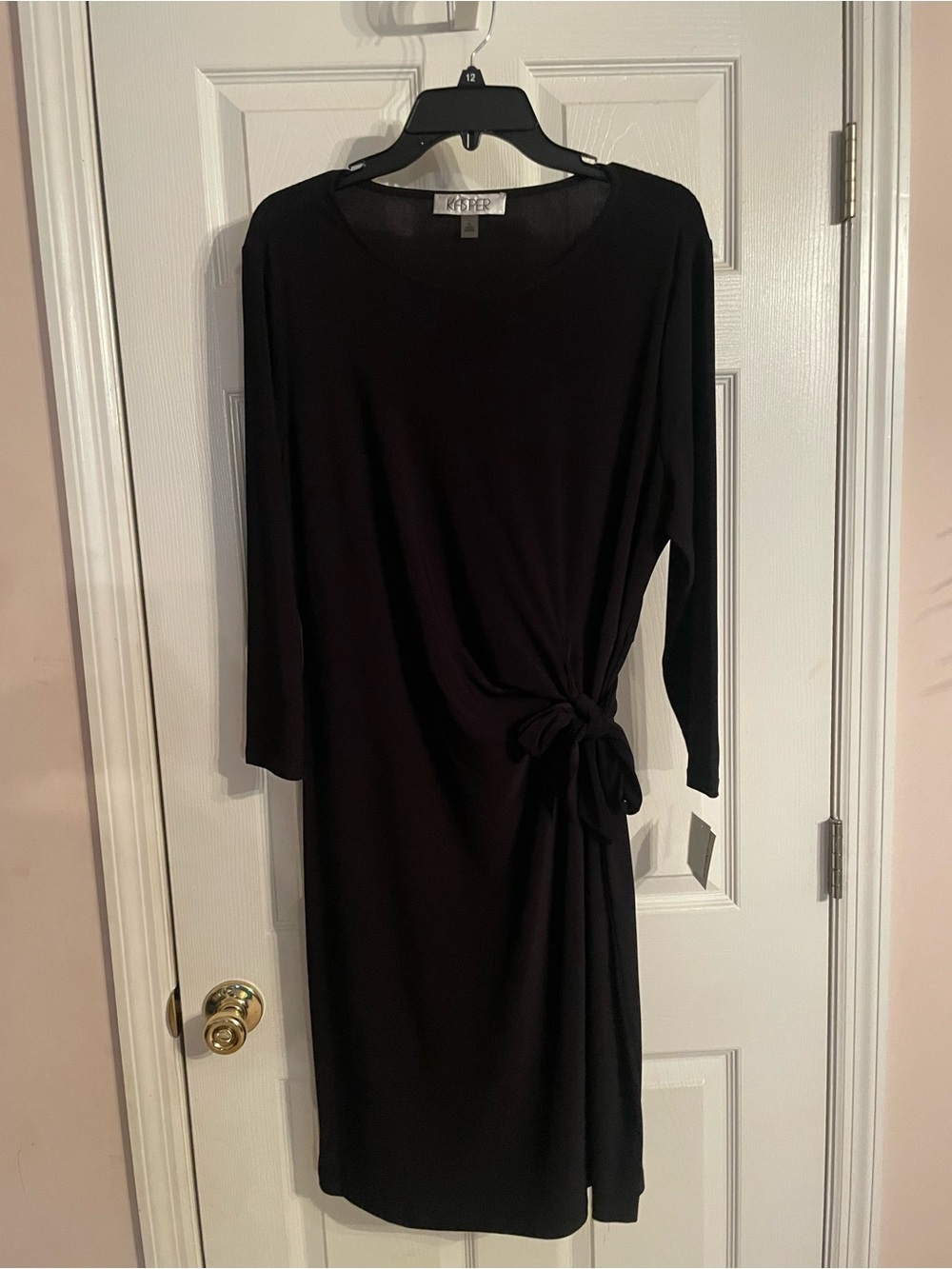 Kasper Black Long-Sleeve Side-Tie Dress